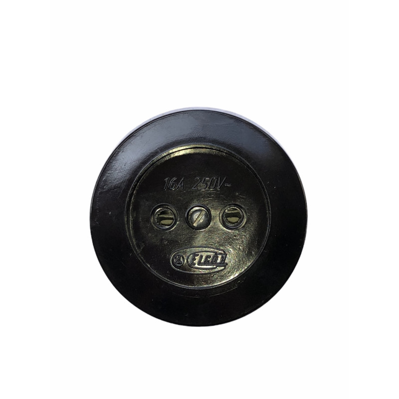 Розетка зовнішня Кругла карболит/латунь/керамика 16A Житомир Чорна  S 900  20/200