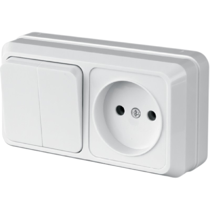 Блок зовнішній вимикач 2-й/Розетка АБС/латунь LIDER 