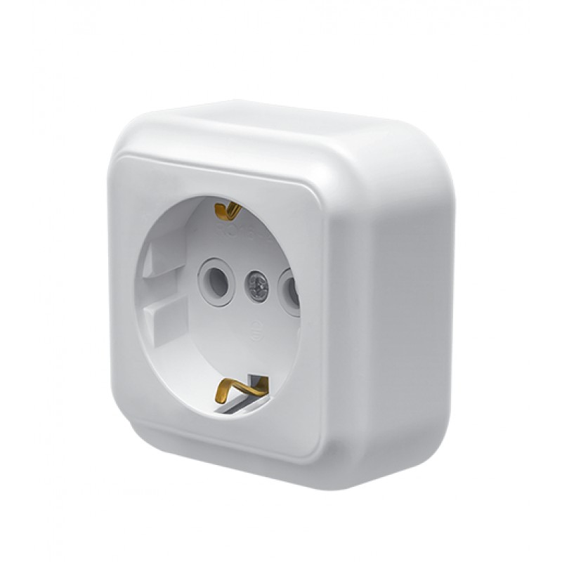 Розетка зовнішня 1-а із заземленням MARSHEL Maglev біла RO16-239   
