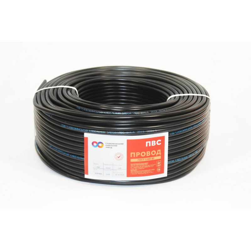 Кабель ПВС  2*1,0 ЧОРНИЙ 