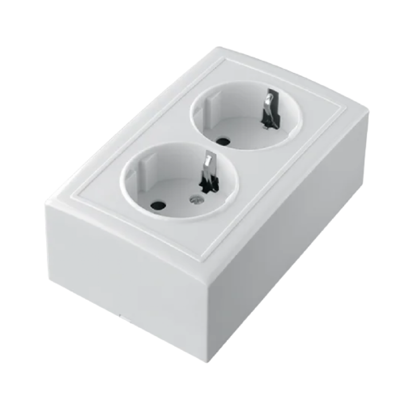 Розетка зовнішня 2-а із заземленням і шторкою MARSHEL Solis RO16-280   