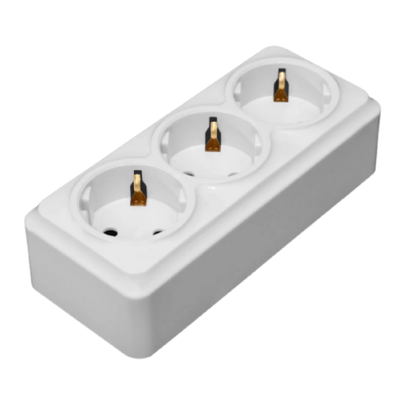 Розетка зовнішня 3-я із заземленням АБС/латунь LIDER 