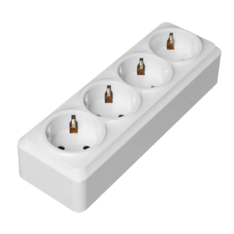 Розетка зовнішня 4-я з заземленням АБС / латунний контакт / керамічна основа LIDER 