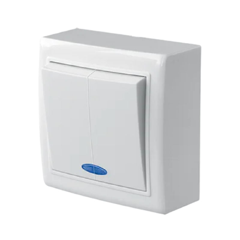 Вимикач зовнішній 2-й з підсвічуванням MARSHEL Solis VO10-181 1/10