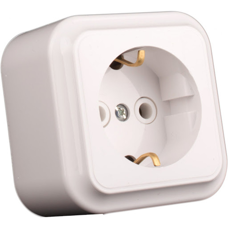 Розетка зовнішня із заземленням Bylectrica Пралеска біла РА16-254