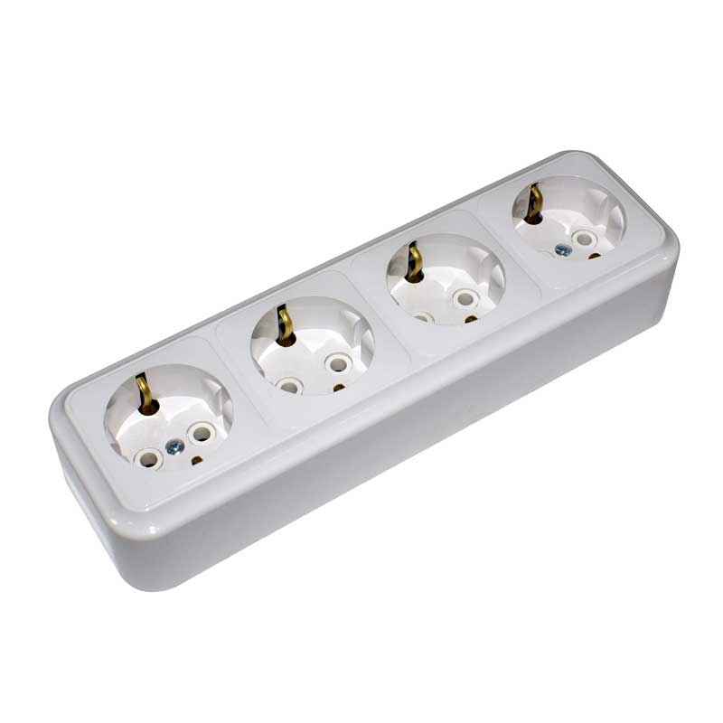 Розетка зовнішня 4-я із заземленням Bylectrica Пралеска біла РА16-266