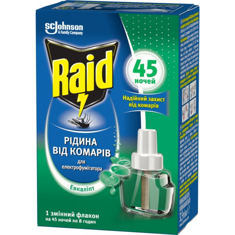 Рідина Raid 45 ночей Евкаліпт від комарів