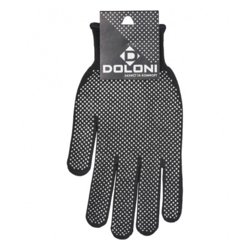 Перчатка Днепр Арт 4410 трикотаж з мікроточкою чорні 13 клас 10 розмір 10/300
