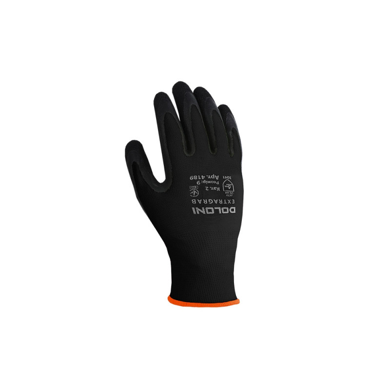 Перчатка Днепр Арт 4189 трикотаж, чорні, нейлон, манжет в'язаний, латекс, неповний облив р.9 